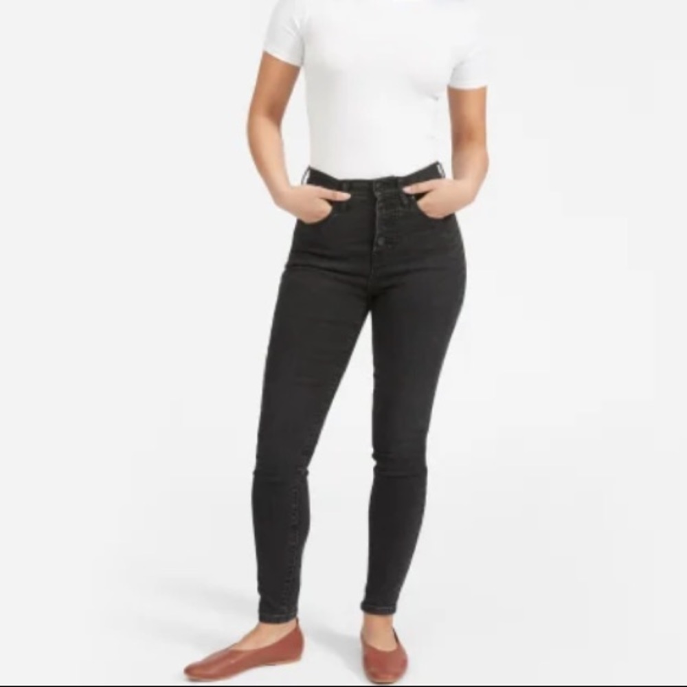 Everlane Stretch Skinny Soft Jeans 2010s y2k Edgy Size 24 Washed Black